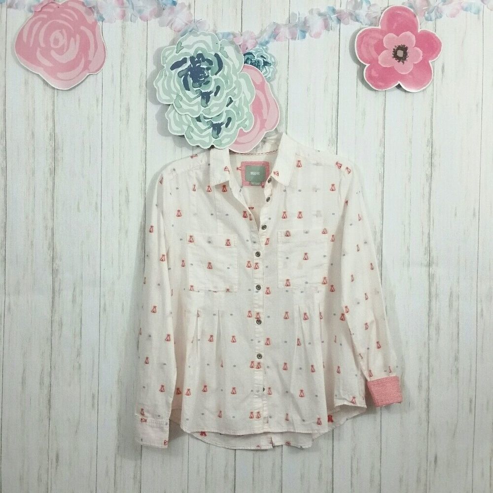 Anthro Maeve Miette Teepee Button Down Top Sz 4